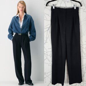 Wilfred Black Crepe Pleated Front High Rise Effortless Pants